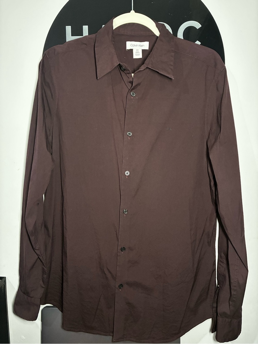 Calvin Klein Men's Long-Sleeve Dress Shirt in Brown